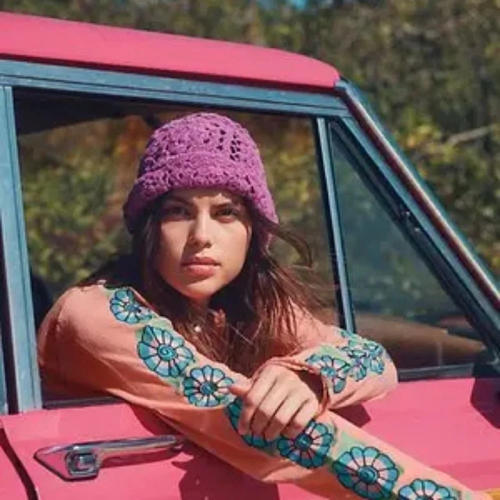 FREE PEOPLE x RAHI Sadie Crochet Bucket Hat By NWOT Purple OS - Picture 1 of 6
